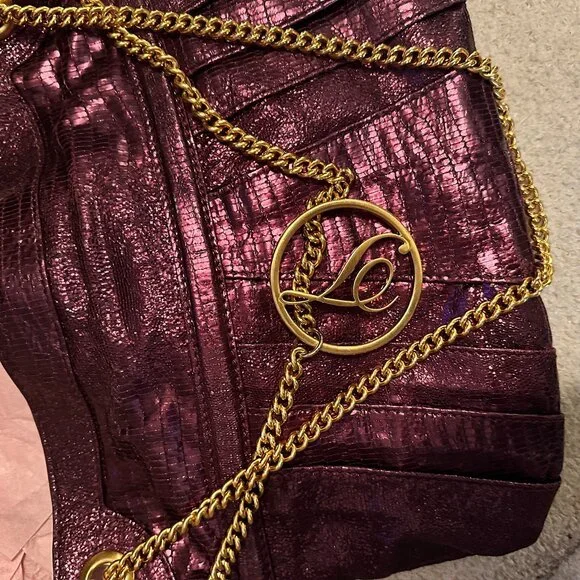 Temperley London Metallic Plum Embossed Leather Chain Shoulder Bag NWOT - Picture 14 of 16